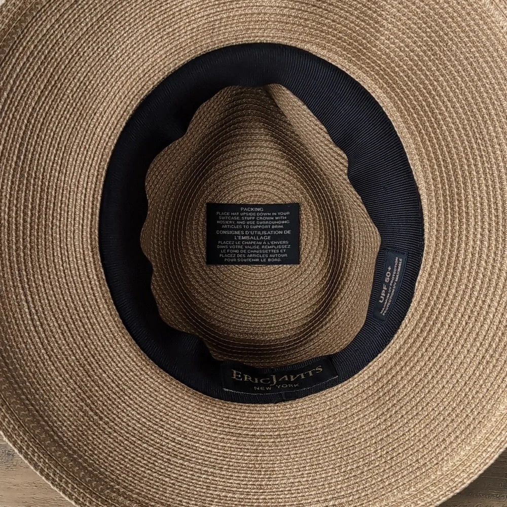 NWOT Eric Javits Phoenix Fedora Hat Natural Black UPF 50+ Sun Protection - Picture 11 of 15